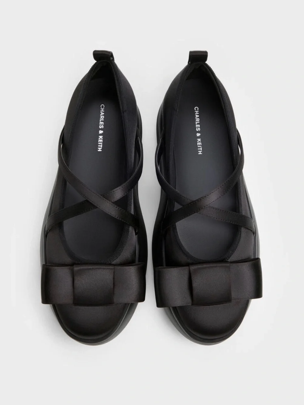 Charles & Keith Black Brantley Bow Platform Mary Janes - 38 (7.5)